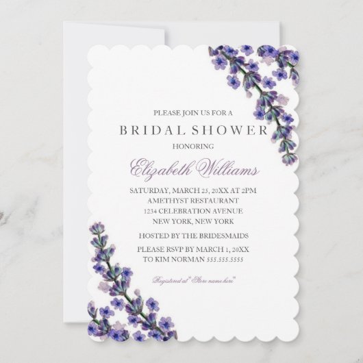 Faire invitation de mariage violet lavande (Devant)