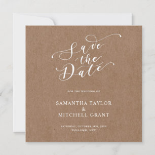 Faire invitation kraft carrée rustique pour annonc
