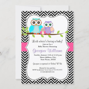 Faire invitation pour Baby Shower Fille Chouette