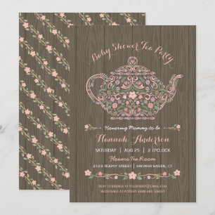 Faire invitation pour Baby Shower fille Thèière de