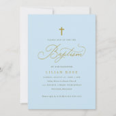 Faire invitations de baptême croix bleu garçon (Devant)