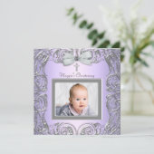 Faire invitations de baptême violet et gris (Debout devant)