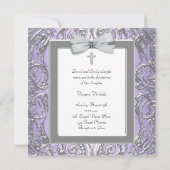 Faire invitations de baptême violet et gris (Dos)