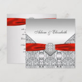 Faire invitations de mariage argent et rouge éléga (Devant / Derrière)