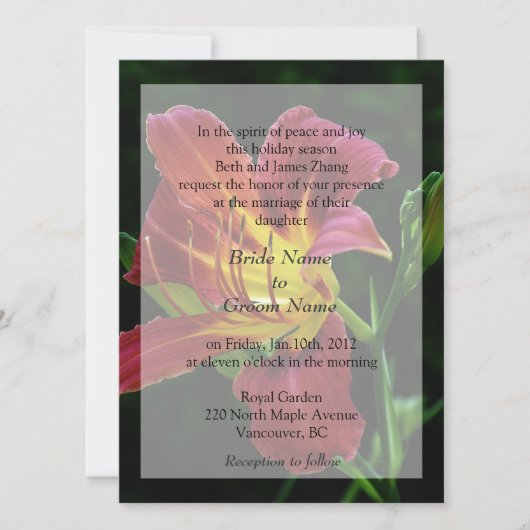 Faire invitations de mariage avec fleurs de lys (Devant)