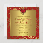 Faire invitations de mariage rouge et or en forme (Dos)
