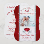 Faire invitations pour les 40 ans de mariage Rubis (Devant / Derrière)