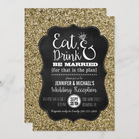 Faire la fête de mariage Invitation de réception d (Devant / Derrière)