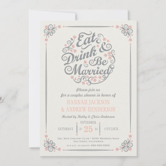 Faire la fête et être mariés Invitation pour la do (Devant)