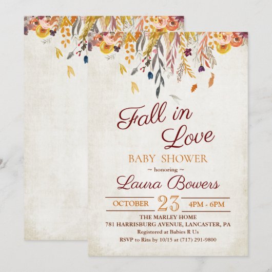 Faire l'amour Invitation de Baby Shower Rustique (Devant / Derrière)