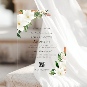 Faire Magnolia Floral Code QR Invitation de Salle
