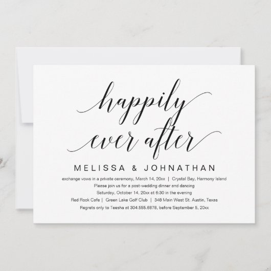 Faire Mariage Elopement Fête Invitation (Devant)