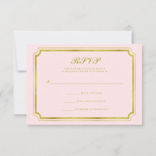 Faire Mariage RSVP Rose Pâle et Or Faux (Devant)