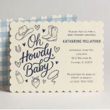 Faire Oh Howdy Cowboy Invitation Baby Shower Weste