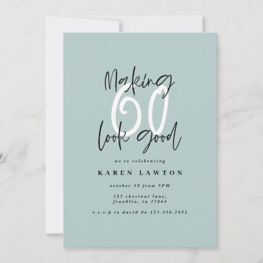 Faire paraître 60 belle invitation d'anniversaire (Devant)