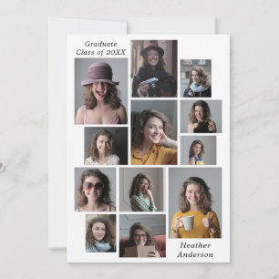 Faire-part 12 Collage de photos Nom et année du diplômé perso
