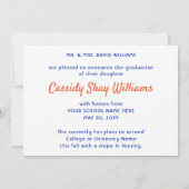 Faire-part 1 Photo Moderne Orange et Bleu Graduation (Dos)