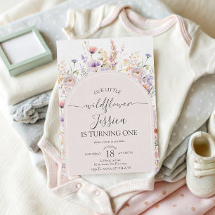Faire-part 1er anniversaire Notre Petite Fleur Sau