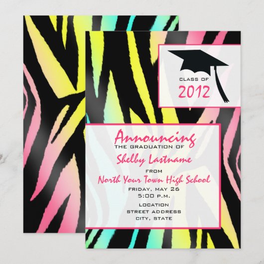 Faire-part 2012 au néon d'obtention du diplôme de (Devant / Derrière)