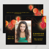 Faire-part 2013 asiatique de diplômé de photo de (Devant / Derrière)