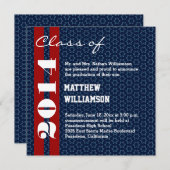 Faire-part 2014 ou toute année Red White Blue Graduation V02 (Devant / Derrière)