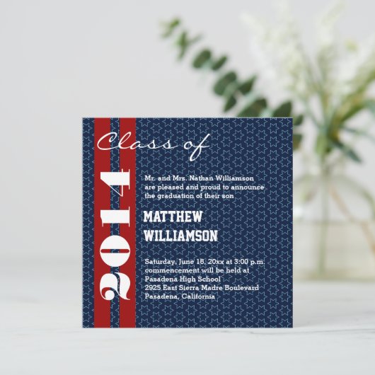 Faire-part 2014 ou Toute Année Rouge Blanc Bleu Remise des Di (Debout devant)