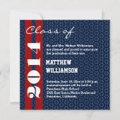 Faire-part 2014 ou Toute Année Rouge Blanc Bleu Remise des Di (Devant)