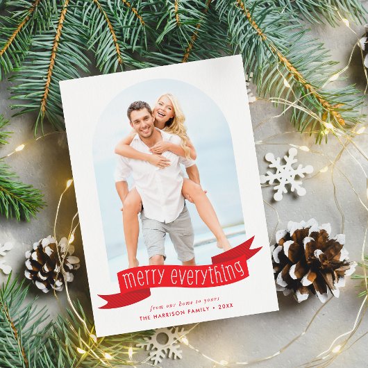 Faire-part 2022 PHOTO arc moderne merry tout ruban
