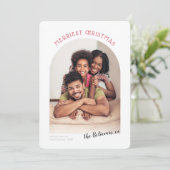 Faire-part 2023 FAMILLE PHOTO plus joyeux arc de Noël rouge (Debout devant)