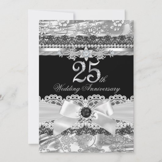 Faire-part 25e anniversaire de mariage ruban de de (Devant)