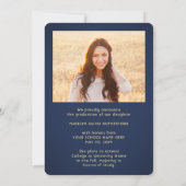 Faire-part 2 Année Classe photo Marine et Gold Script Graduat (Dos)