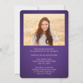 Faire-part 2 Année de classe photo Purple & Gold Script Gradu (Dos)