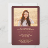 Faire-part 2 Classe photo Année Bourgogne Gold Script Graduat (Dos)