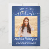 Faire-part 2 Photo Bleu Brosse et Blanc Écriture Gradué (Devant)