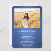 Faire-part 2 Photo Brossé Bleu et Blanc Script Graduation (Dos)