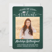 Faire-part 2 Photo Brossé vert et blanc Diplôme de Script (Devant)