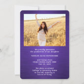Faire-part 2 Photo Brossée Purple et White Script Graduation (Dos)