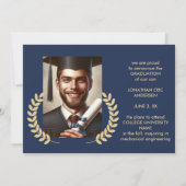 Faire-part 2 Photo Graduation Collage Script Marine Bleu & Or (Dos)