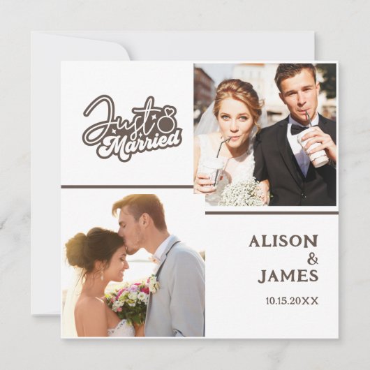 Faire-part 2 Photo Juste Marié Script moderne Mariage de coeu (Devant)