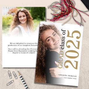 Faire-part 2 photo moderne Gold Black Texte 2023 Graduation A