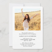 Faire-part 2 Photo Moderne Simple Élégant Script Diplômé (Dos)