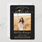 Faire-part 2 Photo Parents Félicitations Diplôme Noir et Or (Devant)