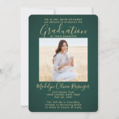 Faire-part 2 Photo Parents Félicitations Diplôme Vert et Or (Dos)