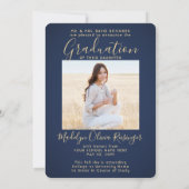 Faire-part 2 Photo Parents Félicitations Marine Blue Gold Gra (Dos)