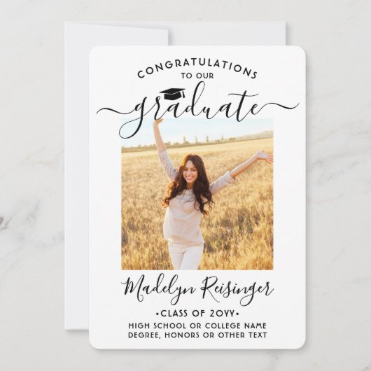 Faire-part 2 Photo Parents Félicitations Simple Script Gradua (Devant)