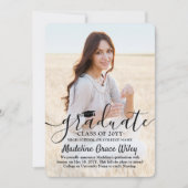 Faire-part 2 Photo simple superposition noir Script Graduatio (Devant)