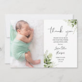 Faire-part 2 Photos de verdure florale remerciement naissance (Devant)