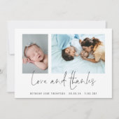 Faire-part 2 Photos Introduire l'amour de script Merci naissa (Devant)