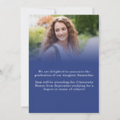 Faire-part 2 photos modernes Blue Gold 2025 Graduation (Dos)