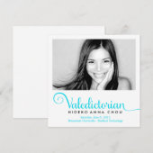 Faire-part 311 Major de promotion en turquoise (Devant / Derrière)